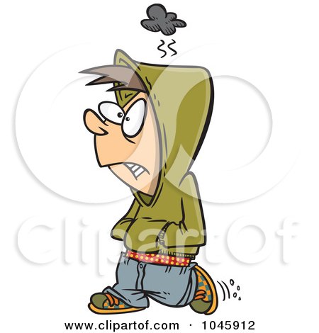 Royalty-Free (RF) Clip Art Illustration of a Cartoon Surly Boy by toonaday