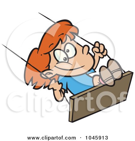 Royalty-Free (RF) Clip Art Illustration of a Cartoon Girl Swinging by toonaday