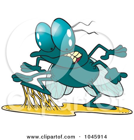 Royalty-Free (RF) Clip Art Illustration of a Cartoon Stuck Fly by toonaday