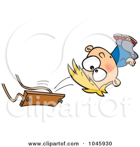 Royalty-Free (RF) Clip Art Illustration of a Cartoon Boy Falling Off A Swing by toonaday