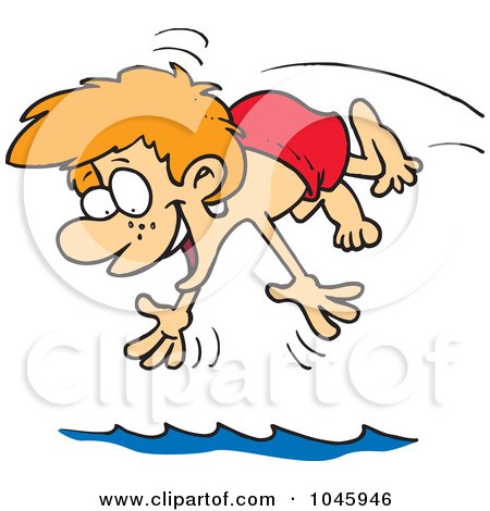 Royalty-Free (RF) Clip Art Illustration of a Cartoon Diving Boy by toonaday