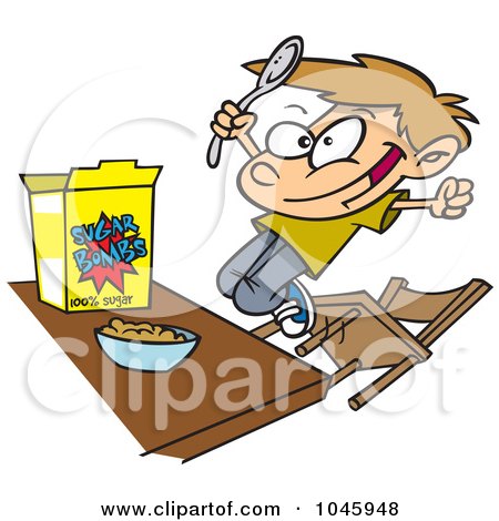 boy eating cereal clipart