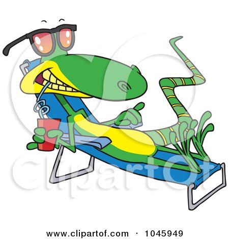 Royalty-Free (RF) Clip Art Illustration of a Cartoon Sun Bathing Lizard by toonaday