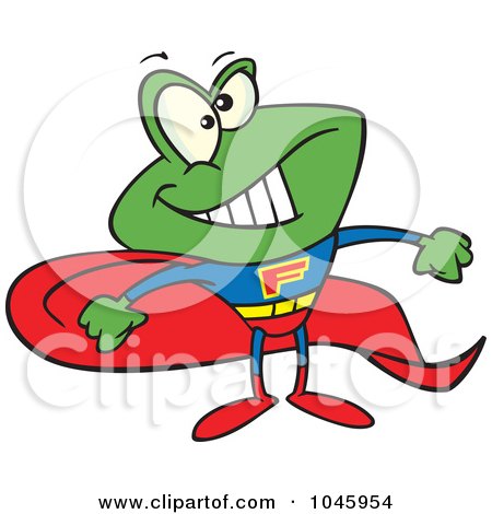 Royalty-Free (RF) Clip Art Illustration of a Cartoon Super Frog by toonaday
