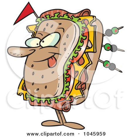 Royalty-Free (RF) Clip Art Illustration of a Cartoon Sandwich Character by toonaday