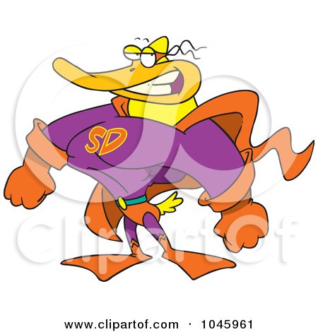 Royalty-Free (RF) Clip Art Illustration of a Cartoon Super Duck by toonaday
