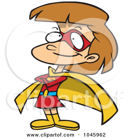 Royalty-Free (RF) Clip Art Illustration of a Cartoon Super Girl by toonaday