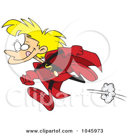 Royalty-Free (RF) Clip Art Illustration of a Cartoon Super Girl Running by toonaday