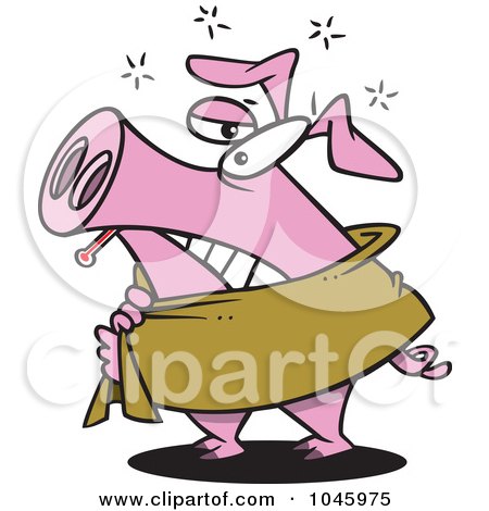 Royalty-Free (RF) Clip Art Illustration of a Cartoon Pig Sick With The Swine Flu by toonaday