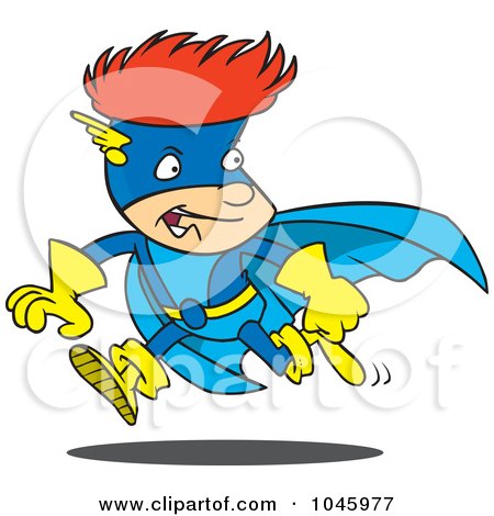 Royalty-Free (RF) Clip Art Illustration of a Cartoon Super Boy Running by toonaday
