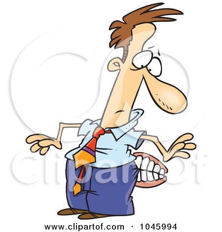 Royalty-Free (RF) Clip Art Illustration of a Cartoon Businessman Getting His Butt Chewed by toonaday