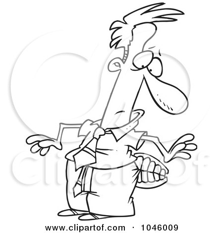Royalty-Free (RF) Clip Art Illustration of a Cartoon Black And White Outline Design Of A Businessman Getting His Butt Chewed by toonaday
