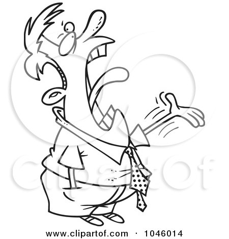 Royalty-Free (RF) Clip Art Illustration of a Cartoon Black And White Outline Design Of A Businessman Complaining by toonaday