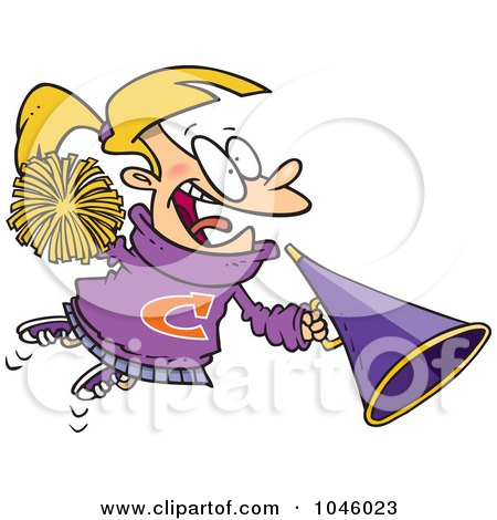 Royalty-Free (RF) Clip Art Illustration of a Cartoon Cheerleader Girl With A Cone by toonaday