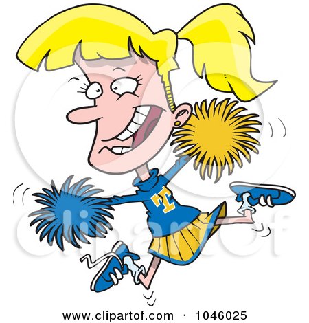 Royalty-Free (RF) Clip Art Illustration of a Cartoon Cheerleader Girl by toonaday