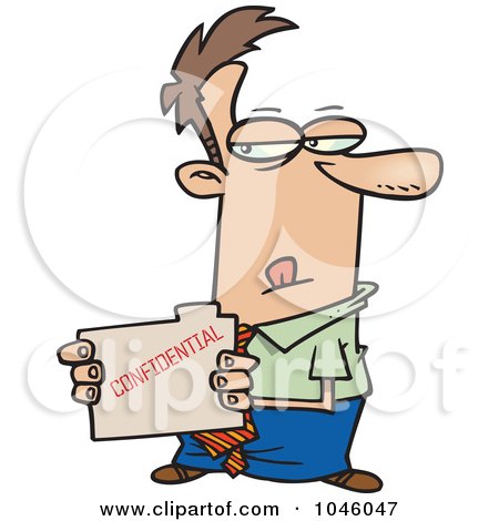 Royalty-Free (RF) Clip Art Illustration of a Cartoon Businessman Stealing A Confidential Folder by toonaday