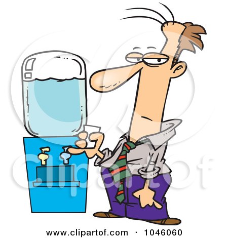 Royalty-Free (RF) Clip Art Illustration of a Cartoon Businessman By A Water Cooler by toonaday