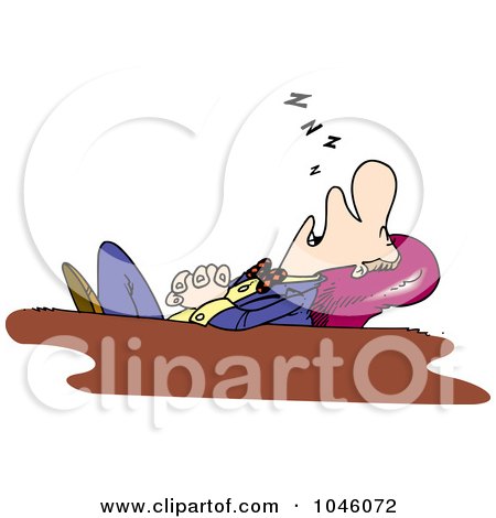 Royalty-Free (RF) Clip Art Illustration of a Cartoon Businessman Sleeping At His Desk by toonaday