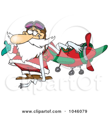 Royalty-Free (RF) Clip Art Illustration of a Cartoon Pilot Santa by toonaday