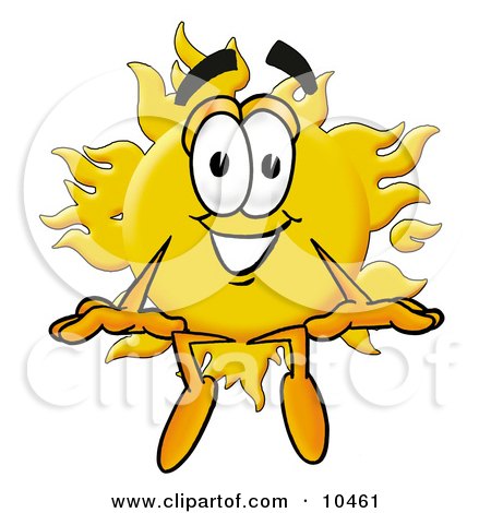 Clipart Picture of a Sun Mascot Cartoon Character Sitting by Mascot Junction