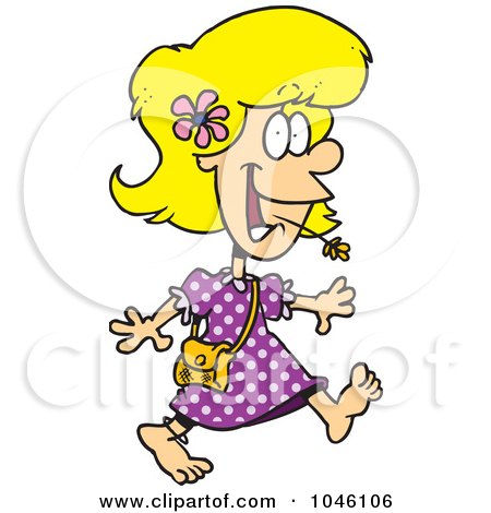 Royalty-Free (RF) Clip Art Illustration of a Cartoon Barefoot Country Girl by toonaday