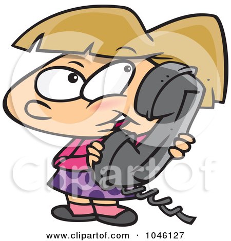 Royalty-Free (RF) Clip Art Illustration of a Cartoon Girl Talking On A Phone by toonaday