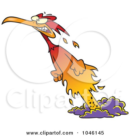 Royalty-Free (RF) Clip Art Illustration of a Cartoon Phoenix Rising From The Ashes by toonaday
