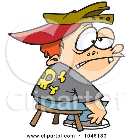 Royalty-Free (RF) Clip Art Illustration of a Cartoon Boy Being Punished In Time Out by toonaday