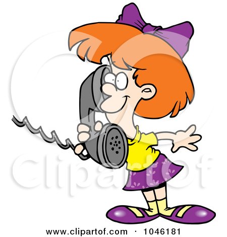 Royalty-Free (RF) Clip Art Illustration of a Cartoon Girl Talking On A Telephone by toonaday