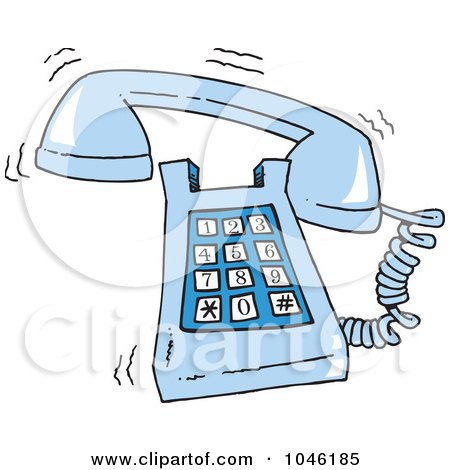 Royalty-Free (RF) Clip Art Illustration of a Cartoon Ringing Desk Phone by toonaday