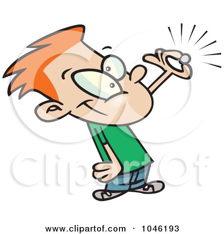 Royalty-Free (RF) Clip Art Illustration of a Cartoon Boy Paying With A Coin by toonaday