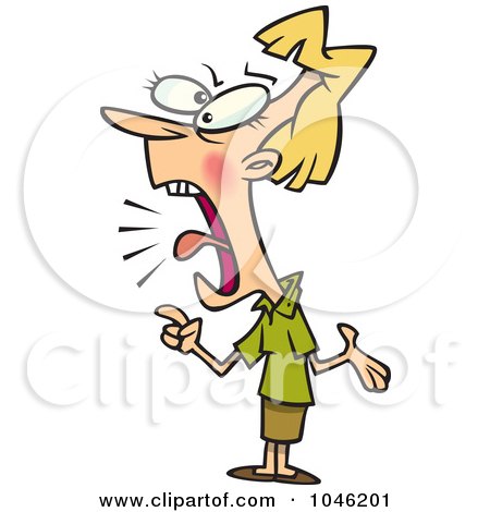Royalty-Free (RF) Clip Art Illustration of a Cartoon Female Employee Screaming And Complaining by toonaday