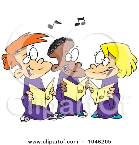 Royalty-Free (RF) Clip Art Illustration of Cartoon Singing Kids In A Choir by toonaday