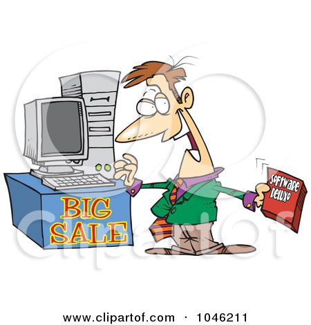 Royalty-Free (RF) Clip Art Illustration of a Cartoon Computer Salesman by toonaday