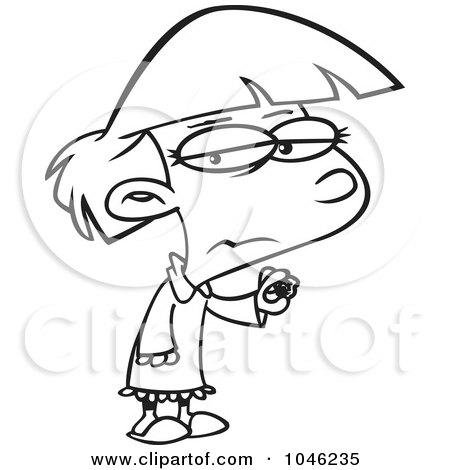 Royalty-Free (RF) Clip Art Illustration of a Cartoon Black And White Outline Design Of A Girl Holding Coal by toonaday