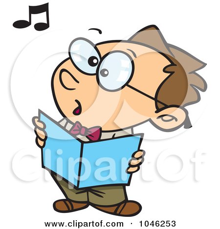 Royalty-Free (RF) Clip Art Illustration of a Cartoon Boy Singing In Choir by toonaday