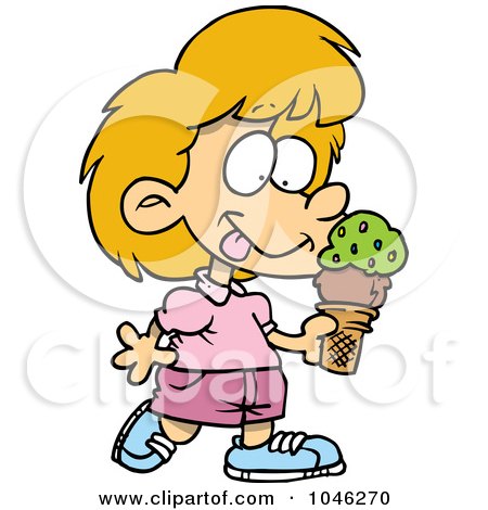 Royalty-Free (RF) Clip Art Illustration of a Cartoon Girl With Ice Cream by toonaday