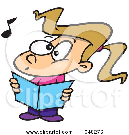 Royalty-Free (RF) Clip Art Illustration of a Cartoon Choir Girl Singing by toonaday