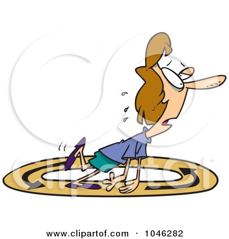 Royalty-Free (RF) Clip Art Illustration of a Cartoon Exhausted Businesswoman Walking In Circles by toonaday