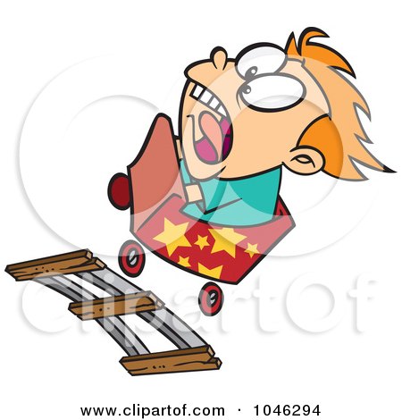 Royalty-Free (RF) Clip Art Illustration of a Cartoon Boy Screaming On A Roller Coaster by toonaday