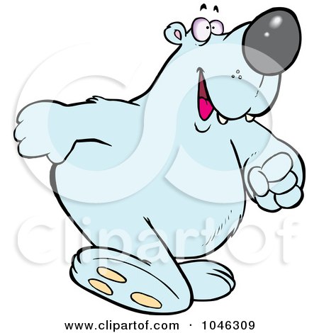 Royalty-Free (RF) Clip Art Illustration of a Cartoon Polar Bear Walking Upright by toonaday