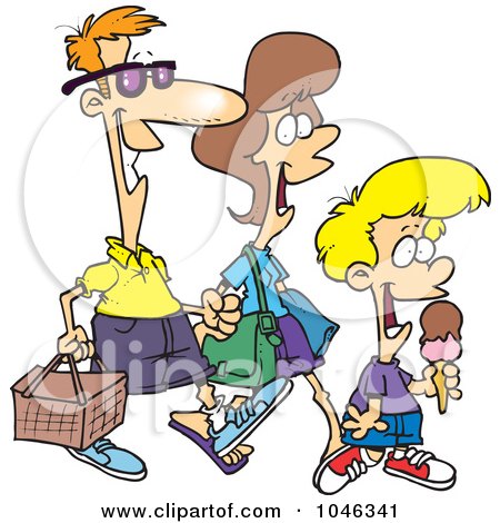 Royalty-Free (RF) Clip Art Illustration of a Cartoon Family Going On A Picnic by toonaday