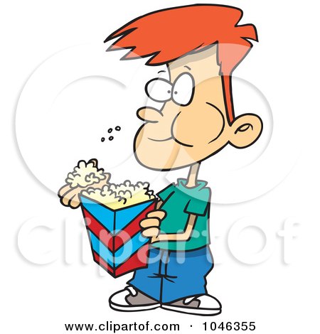 Royalty-Free (RF) Clip Art Illustration of a Cartoon Boy Eating Popcorn by toonaday