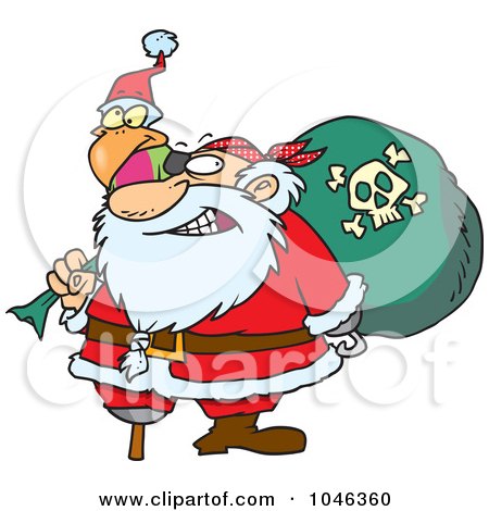 Royalty-Free (RF) Clip Art Illustration of a Cartoon Santa Pirate by toonaday