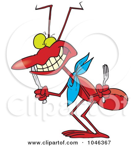 Royalty-Free (RF) Clip Art Illustration of a Cartoon Hungry Ant by toonaday