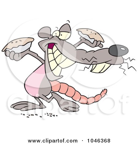 Royalty-Free (RF) Clip Art Illustration of a Cartoon Rat Holding Up Pies by toonaday