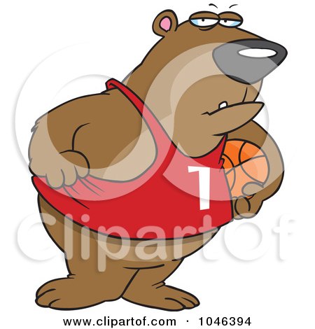 Royalty-Free (RF) Clip Art Illustration of a Cartoon Basketball Bear by toonaday