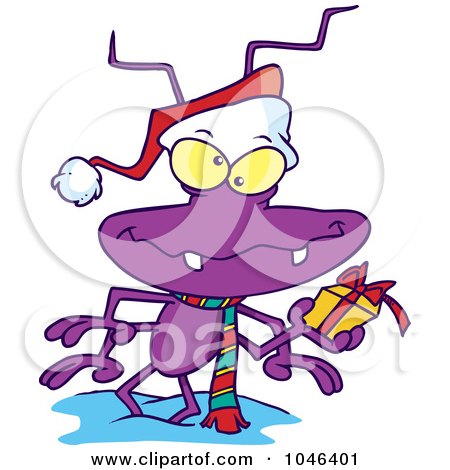 Royalty-Free (RF) Clip Art Illustration of a Cartoon Santa Bug by toonaday