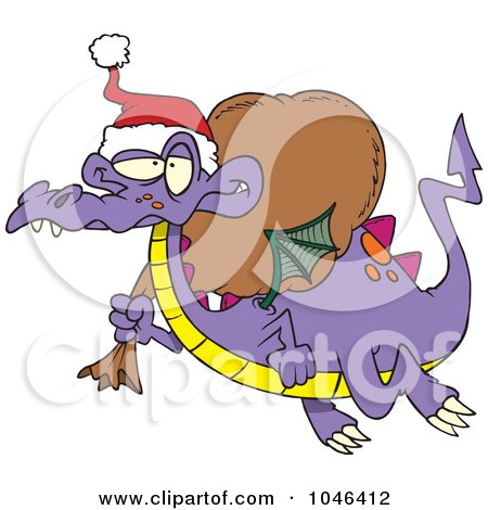 Royalty-Free (RF) Clip Art Illustration of a Cartoon Santa Dragon by toonaday
