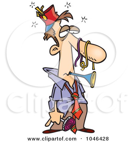 Royalty-Free (RF) Clip Art Illustration of a Cartoon Tired Businessman After A Party by toonaday